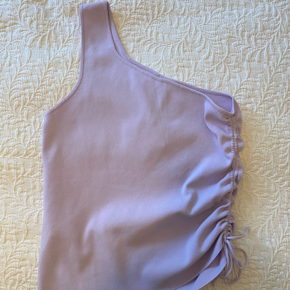 Lavender One Shoulder cinched tie Tank Top Mango